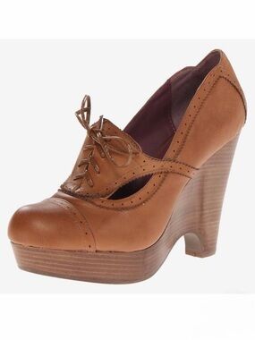 Kensie Tan Lace-Up Platform Wedge Heels